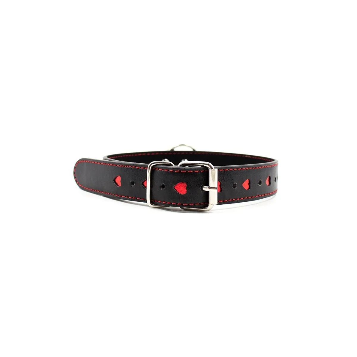 Halsband mit Metallleine Schwarz/Rot von Latetobed Bdsm Line kaufen | Fesselliebe