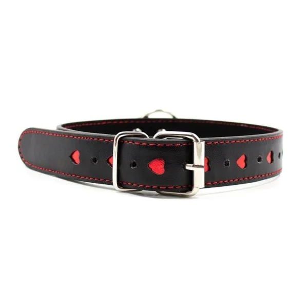 Halsband mit Metallleine Schwarz/Rot von Latetobed Bdsm Line kaufen | Fesselliebe