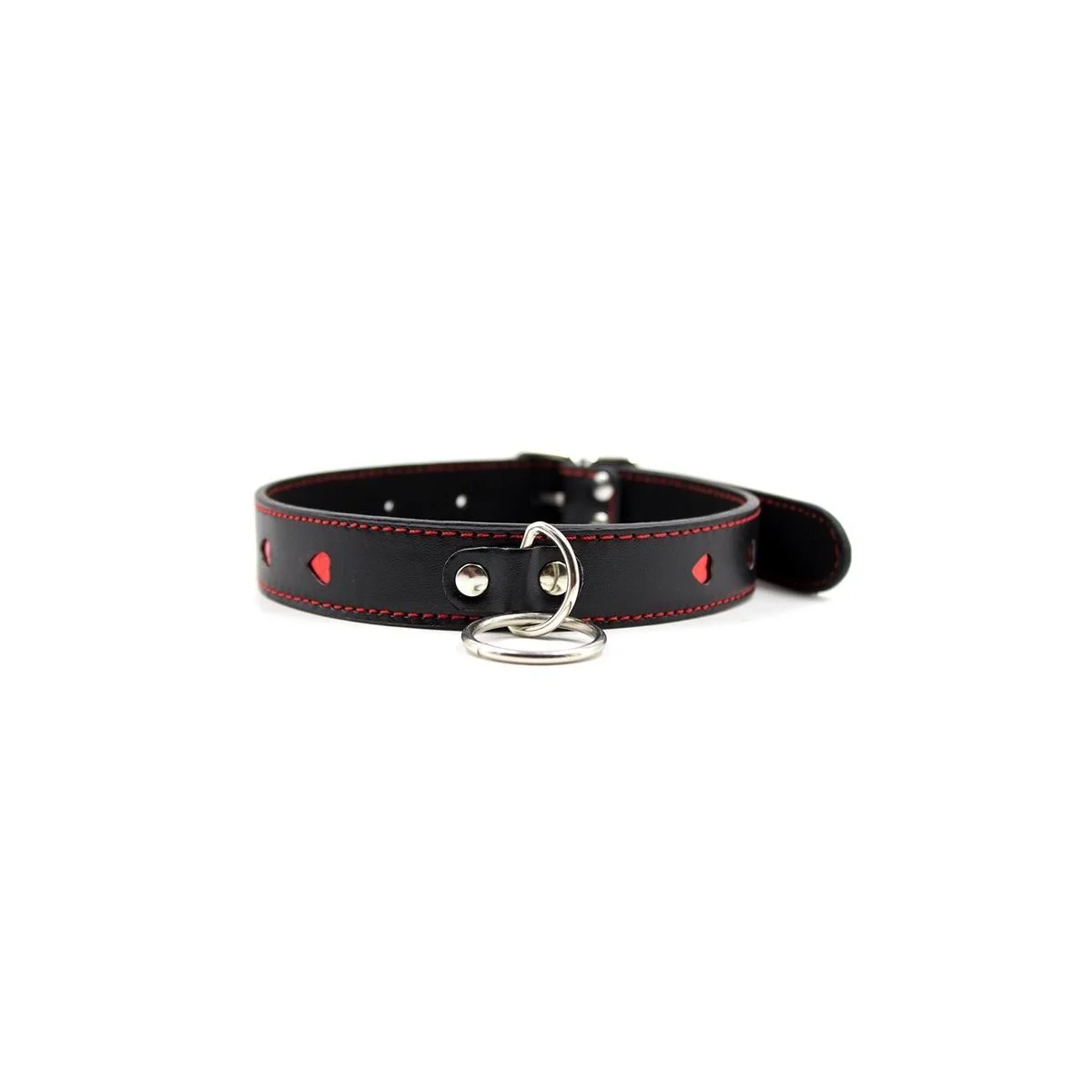 Halsband mit Metallleine Schwarz/Rot von Latetobed Bdsm Line kaufen | Fesselliebe