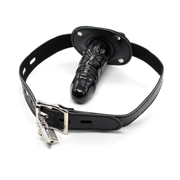 Verschließbarer langer Penis 10 cm Gag Ball Schwarz von Latetobed Bdsm Line kaufen | Fesselliebe
