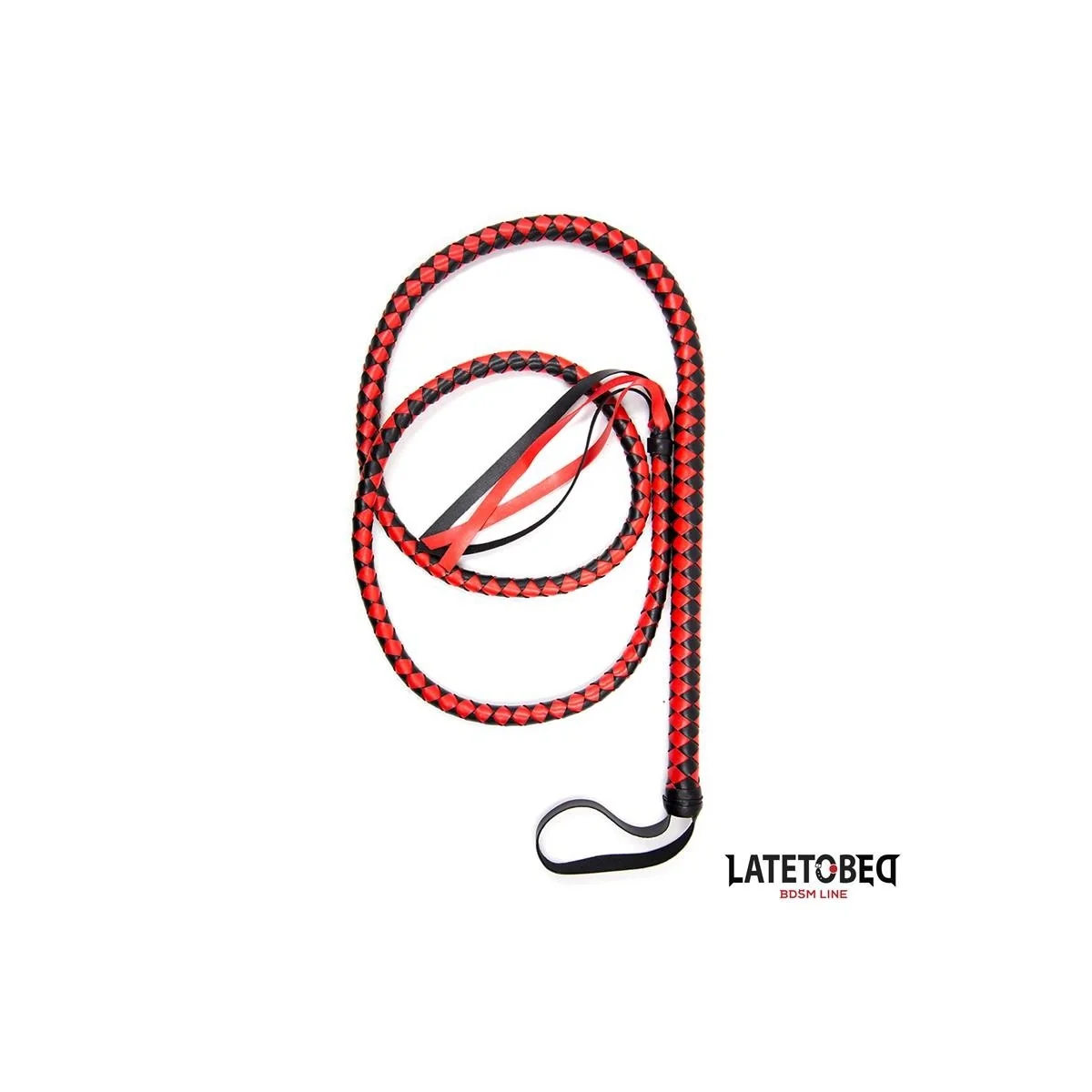 LANGE PEITSCHE, SCHWARZ UND ROT, 210 CM VON LATETOBED BDSM LINE
