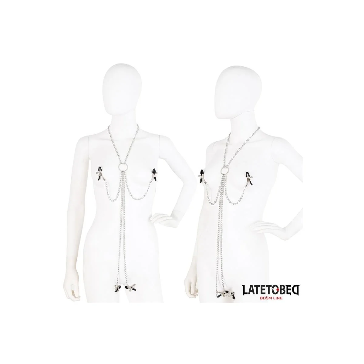 NIPPELKLEMMEN UND KLITORISKLEMMEN MIT KETTE VON LATETOBED BDSM LINE