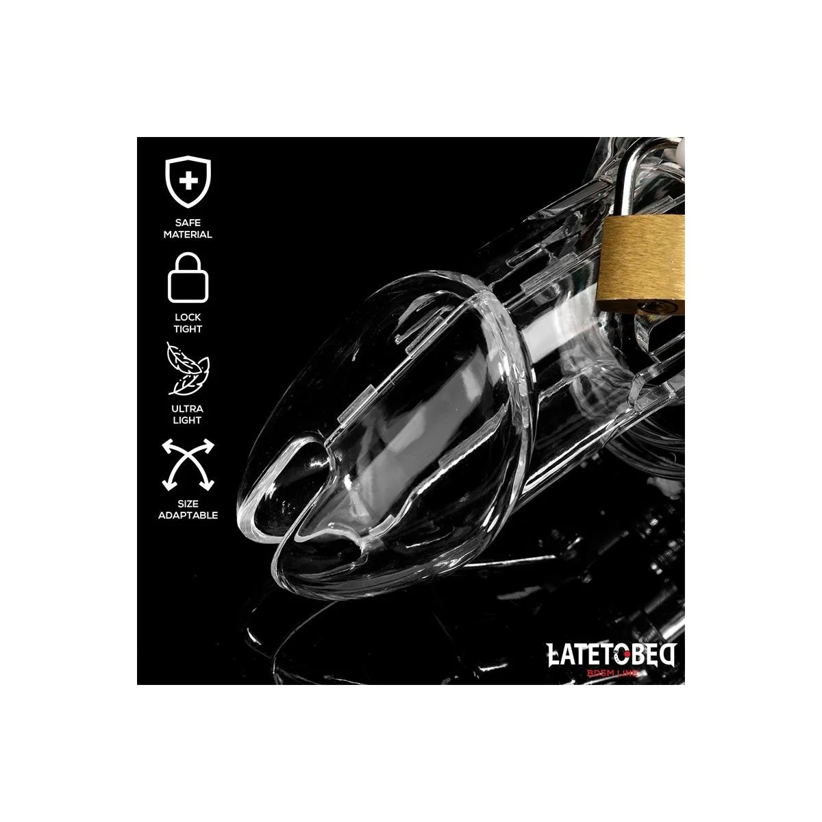 KEUSCHHEITSKÄFIG FÜR DEN PENIS, LANG, TRANSPARENT VON LATETOBED BDSM LINE