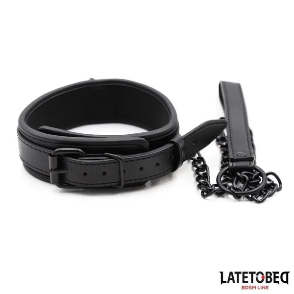 NEOPREN-BONDAGE-HALSBAND UND LEINE VON LATETOBED BDSM LINE