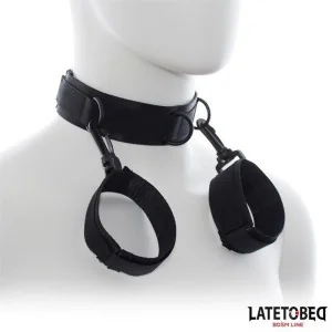 HALSBAND MIT HANDFESSELN, NYLON VON LATETOBED BDSM LINE