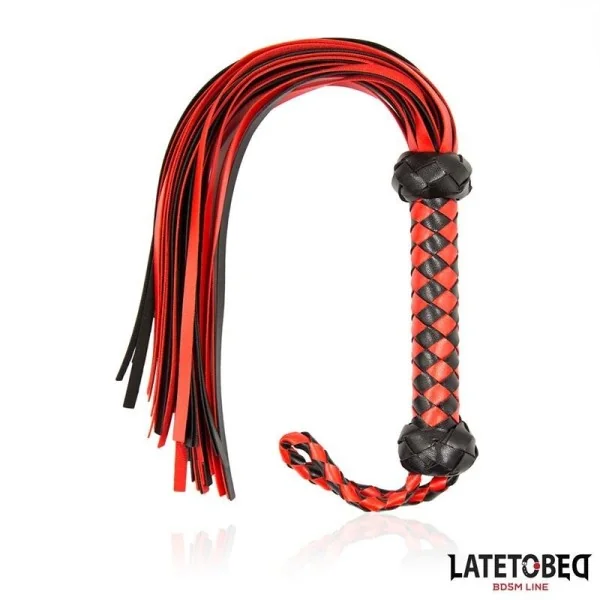 GESTREIFTER STACHEL-FLOGGER ROT UND SCHWARZ VON LATETOBED BDSM LINE