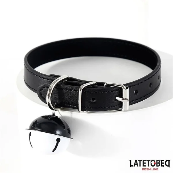 HALSBAND MIT GLOCKE SCHWARZ VERSTELLBAR VON LATETOBED BDSM LINE
