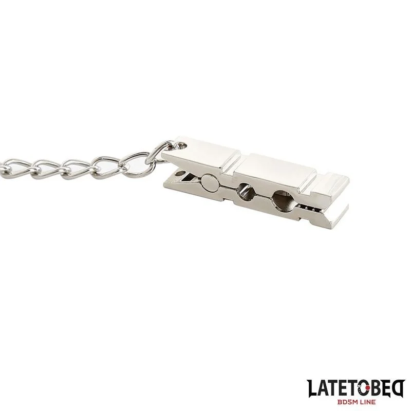 KETTEN-NIPPELKLEMMEN ZINK 40,5 CM VON LATETOBED BDSM LINE 2