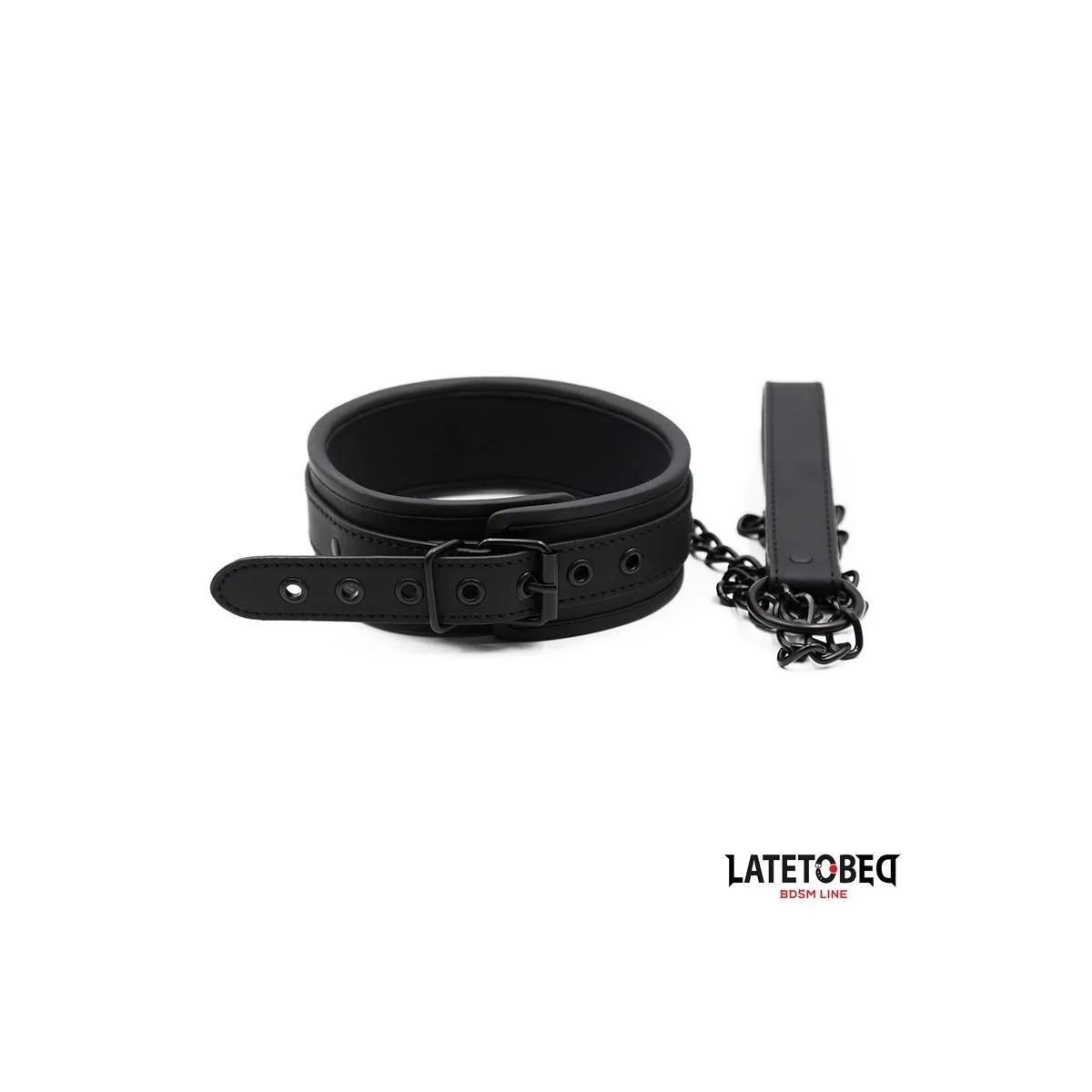 SET HALSBAND UND LEINE NEOPREN SCHWARZ VON LATETOBED BDSM LINE