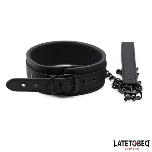 SET HALSBAND UND LEINE NEOPREN SCHWARZ VON LATETOBED BDSM LINE