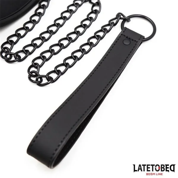 SET HALSBAND UND LEINE NEOPREN SCHWARZ VON LATETOBED BDSM LINE