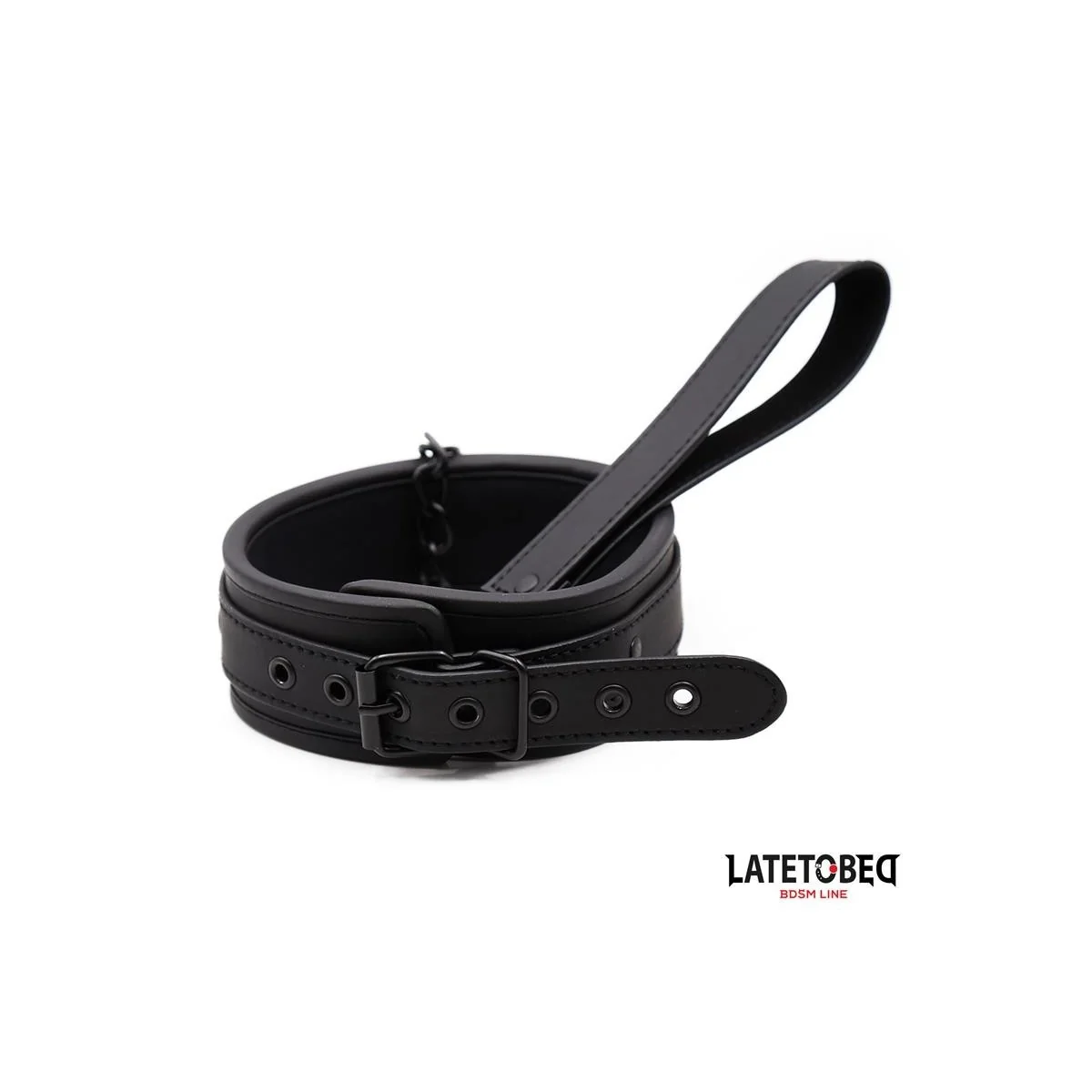 SET HALSBAND UND LEINE NEOPREN SCHWARZ VON LATETOBED BDSM LINE