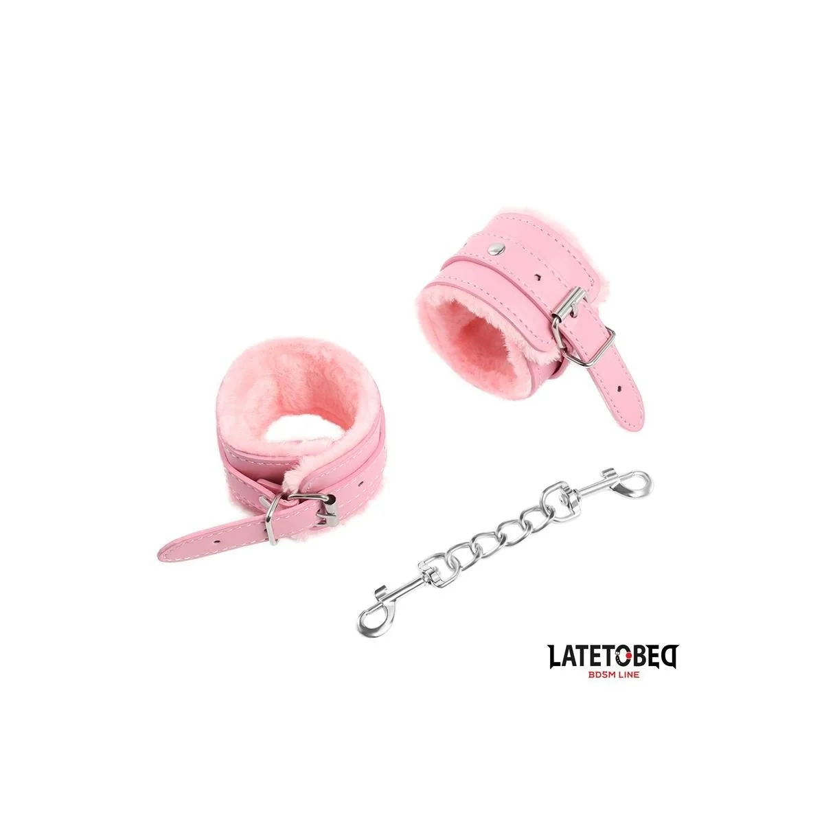 PREMIUM-HANDFESSELN MIT FELLFUTTER, ROSA VON LATETOBED BDSM LINE