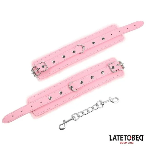 PREMIUM-HANDFESSELN MIT FELLFUTTER, ROSA VON LATETOBED BDSM LINE