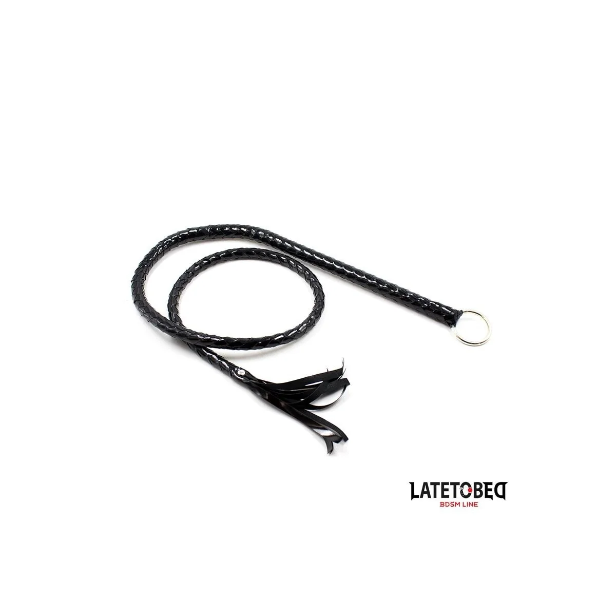 GLÄNZENDE SCHWARZE LANGE PEITSCHE 138 CM VON LATETOBED BDSM LINE