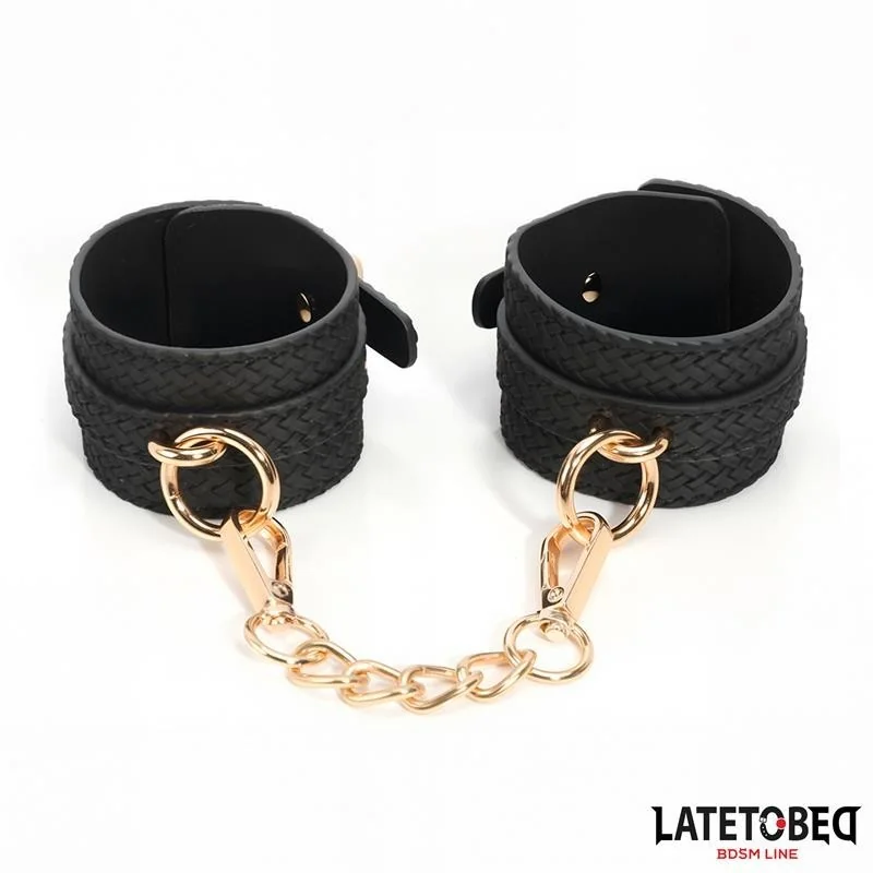 HANDFESSELN MIT WEBMUSTER GOLDENE KETTE VON LATETOBED BDSM LINE 2