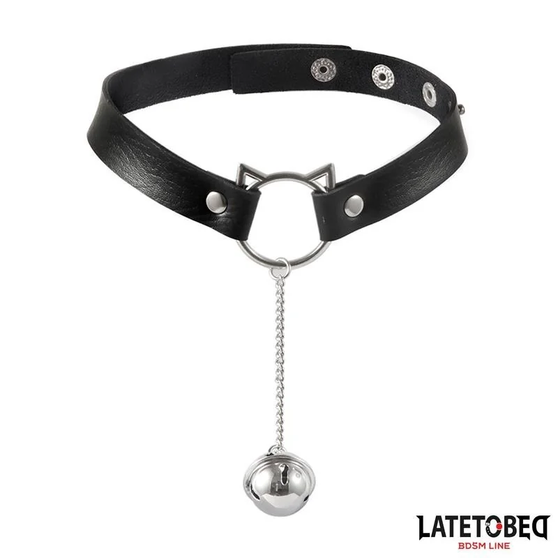 HALSBAND MIT KATZENOHREN-OHRRINGEN UND GLÖCKCHEN VON LATETOBED BDSM LINE