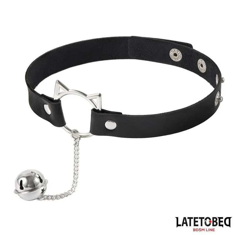 HALSBAND MIT KATZENOHREN-OHRRINGEN UND GLÖCKCHEN VON LATETOBED BDSM LINE 2