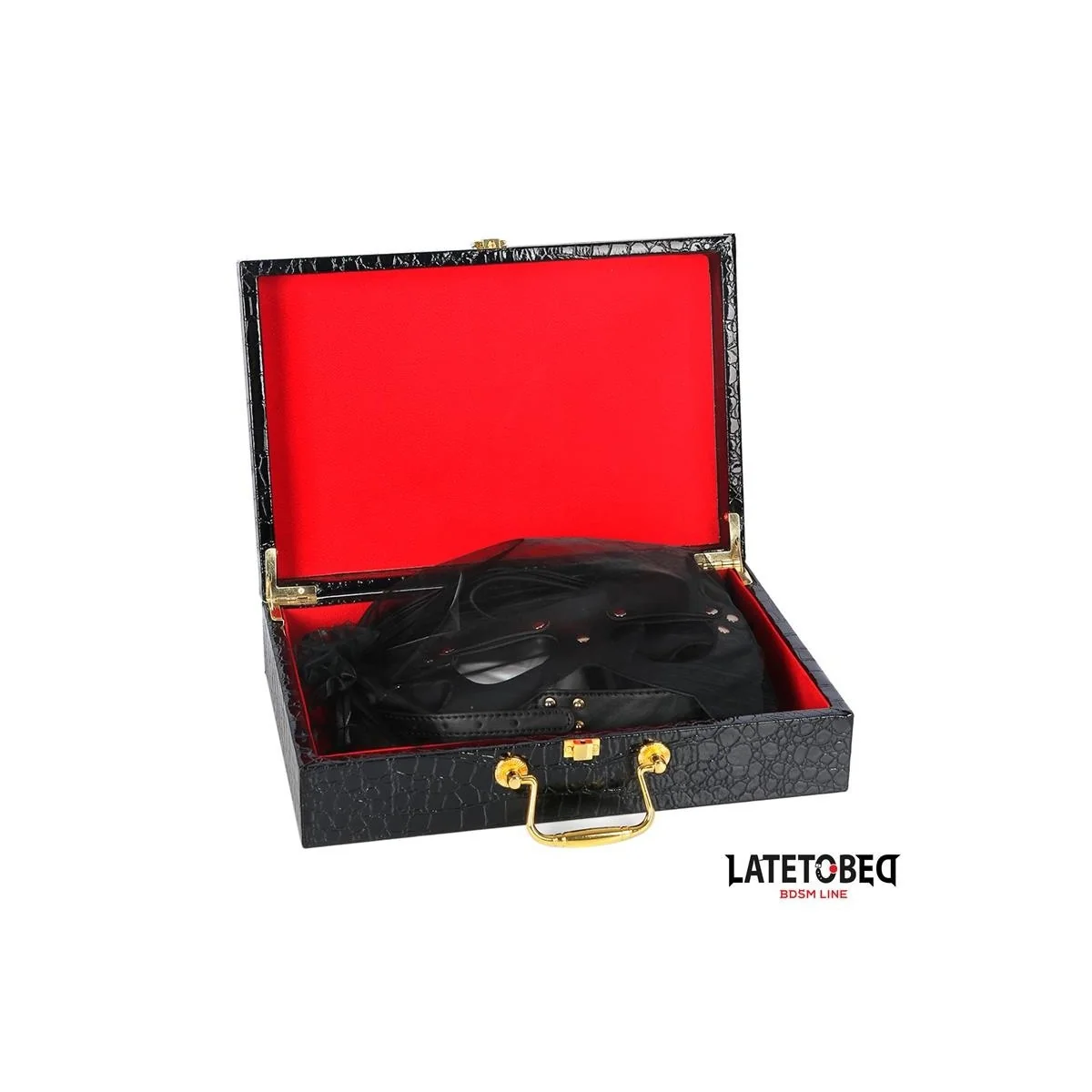 8-TEILIGES LEDER-BONDAGE-SET MIT AUFBEWAHRUNGSKOFFER VON LATETOBED BDSM LINE