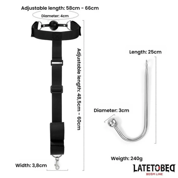 MUNDKNEBEL MIT MANSCHETTE UND ANALHAKEN VON LATETOBED BDSM LINE