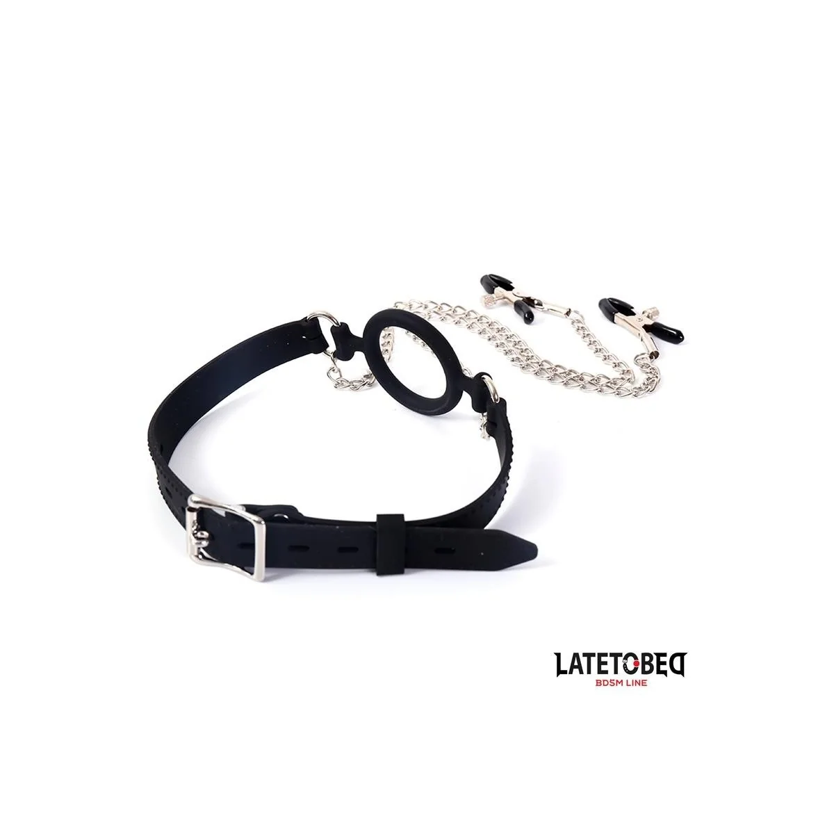 MUNDKNEBEL MIT NIPPELKLEMMEN VON LATETOBED BDSM LINE