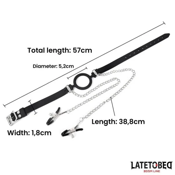MUNDKNEBEL MIT NIPPELKLEMMEN VON LATETOBED BDSM LINE