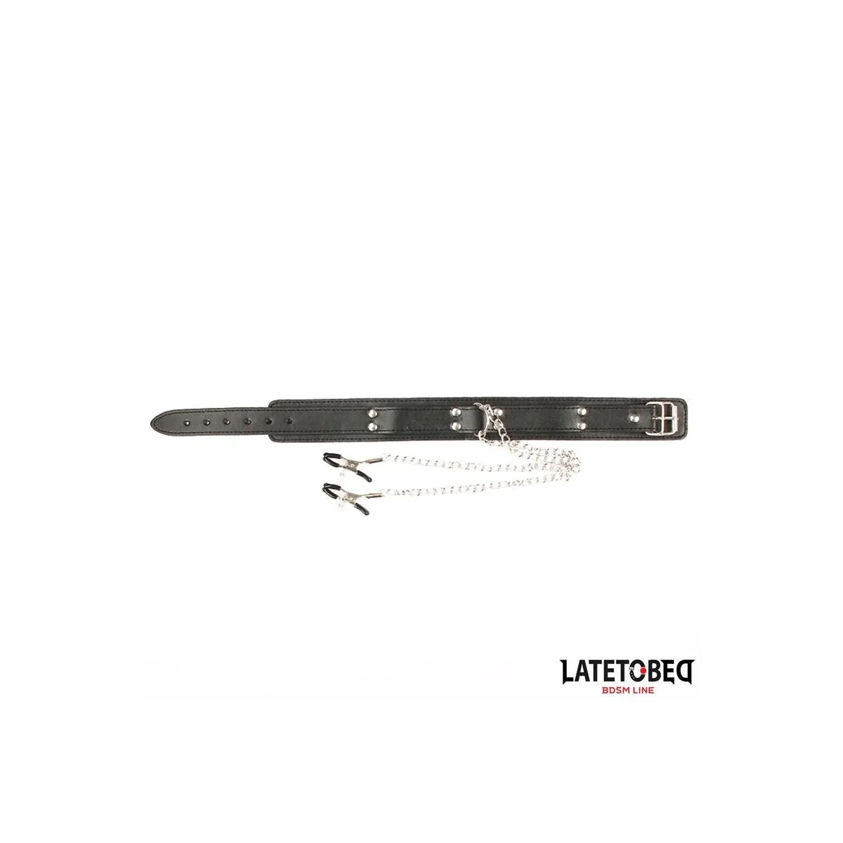 HALSBAND MIT NIPPELKLEMMEN VON LATETOBED BDSM LINE