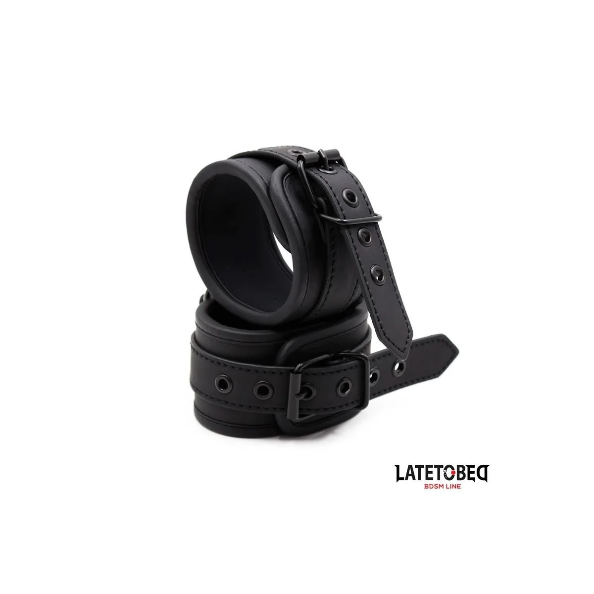 EINFARBIGE SCHWARZE HANDFESSEL VON LATETOBED BDSM LINE