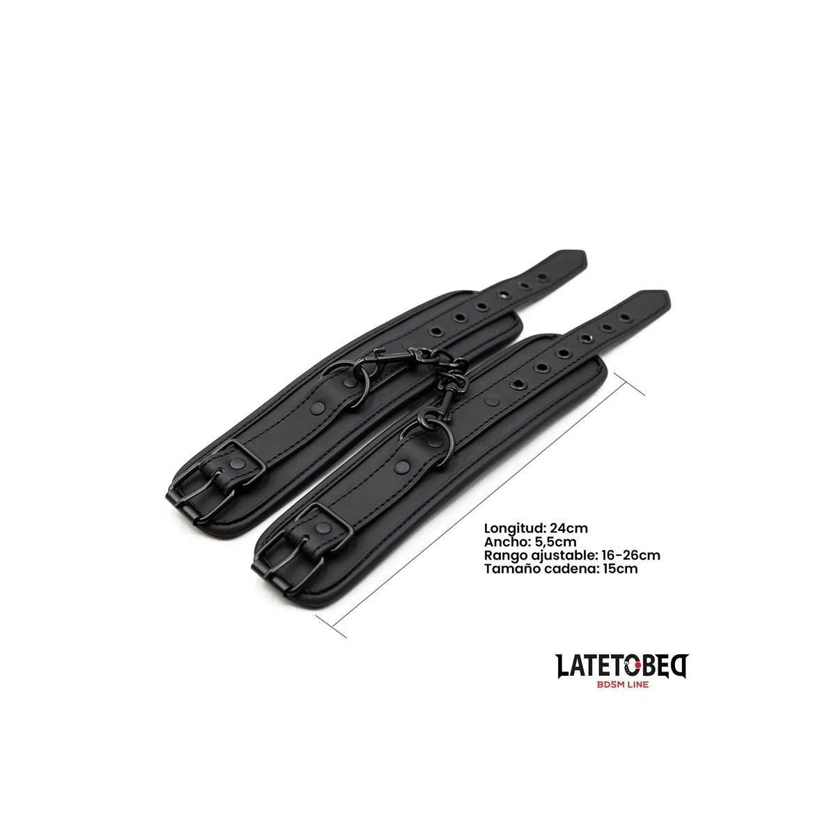 EINFARBIGE SCHWARZE HANDFESSEL VON LATETOBED BDSM LINE