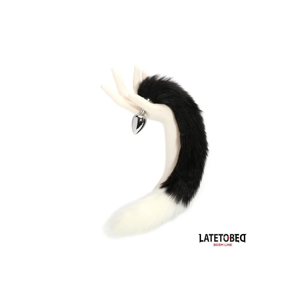 ANALPLUG MIT FUCHSSCHWANZ SCHWARZ-WEISS 40 CM VON LATETOBED BDSM LINE