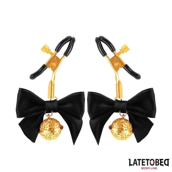 NIPPELKLEMMEN MIT SCHWARZER SCHLEIFE VON LATETOBED BDSM LINE