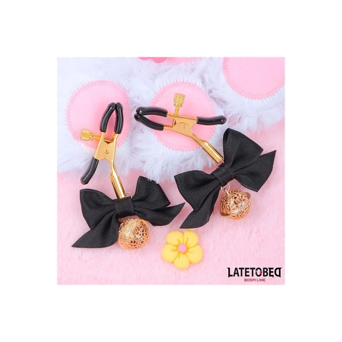 NIPPELKLEMMEN MIT SCHWARZER SCHLEIFE VON LATETOBED BDSM LINE