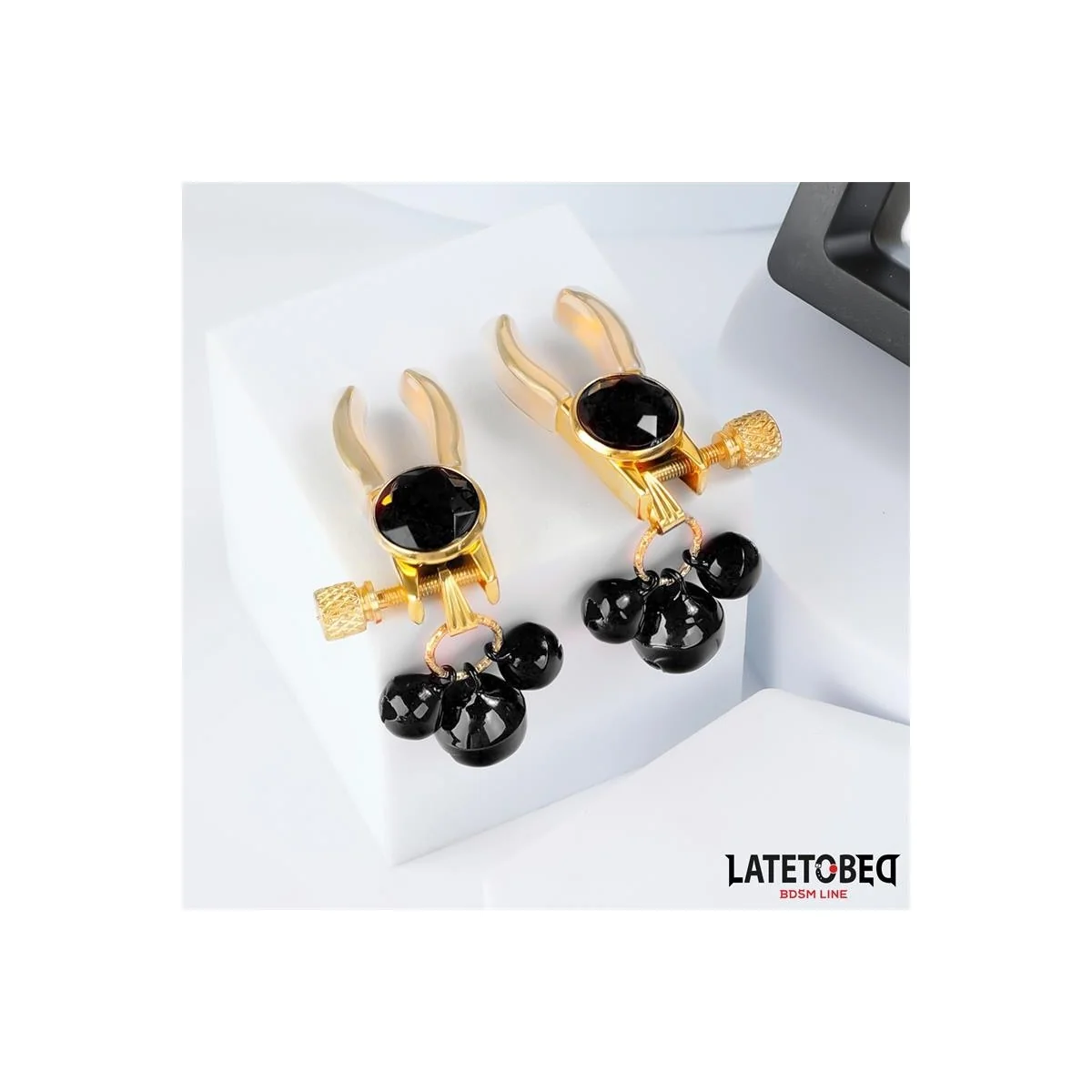 NIPPELKLEMMEN MIT GLOCKE VON LATETOBED BDSM LINE