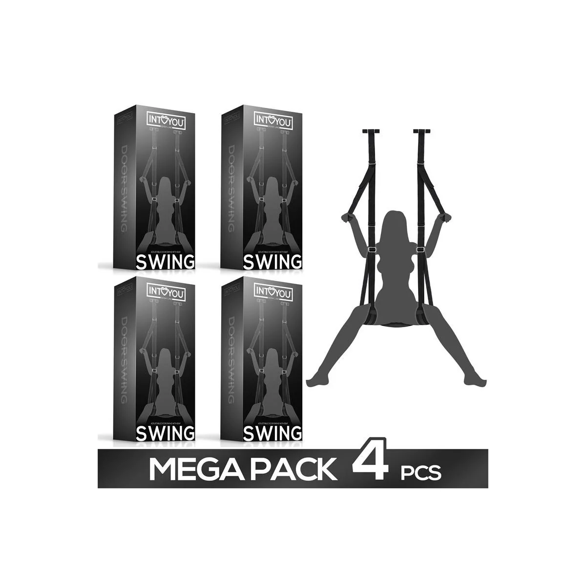 4ER-PACK VERSTELLBARE TÜRSCHAUKEL MIT BEINSTÜTZEN UND SITZFLÄCHE VON INTOYOU BDSM LINE