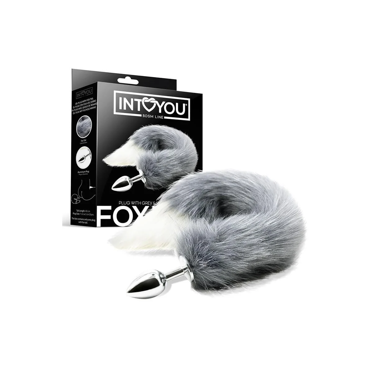 Anal Plug mit grau-weißem Fuchsschwanz von Intoyou Bdsm Line kaufen | Fesselliebe