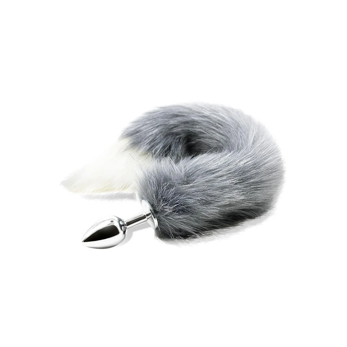 Anal Plug mit grau-weißem Fuchsschwanz von Intoyou Bdsm Line kaufen | Fesselliebe
