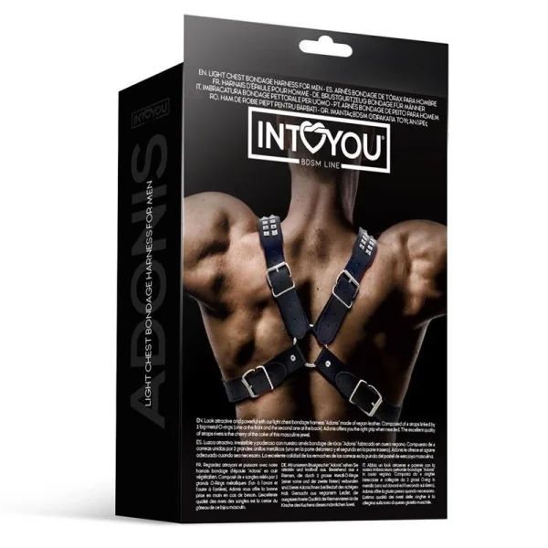 Adonis Brust-Bondage-Harness für Männer aus veganem Leder von Intoyou Bdsm Line kaufen | Fesselliebe