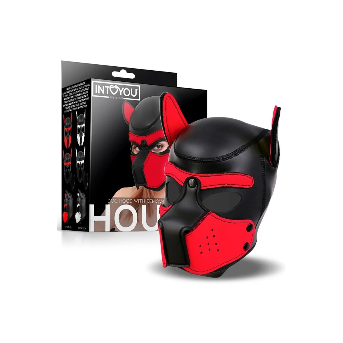 Hound Dog Hound mit abnehmbarem Maulkorb Neopren Schwarz/Rot Einheitsgröße von Intoyou Bdsm Line kaufen | Fesselliebe
