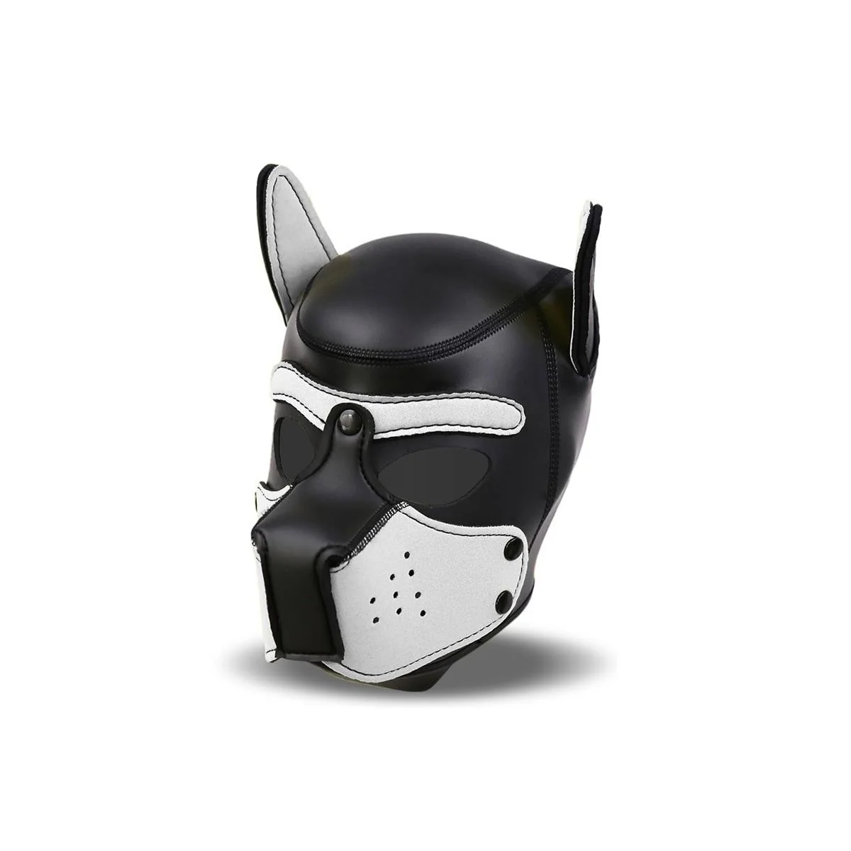 Hundehaube aus Neopren mit abnehmbarem Maulkorb, weiß/schwarz, Einheitsgröße von Intoyou Bdsm Line kaufen | Fesselliebe