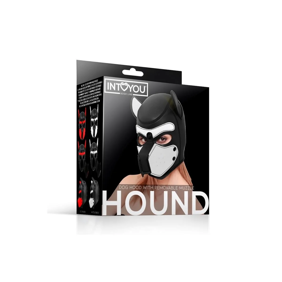 Hundehaube aus Neopren mit abnehmbarem Maulkorb, weiß/schwarz, Einheitsgröße von Intoyou Bdsm Line kaufen | Fesselliebe