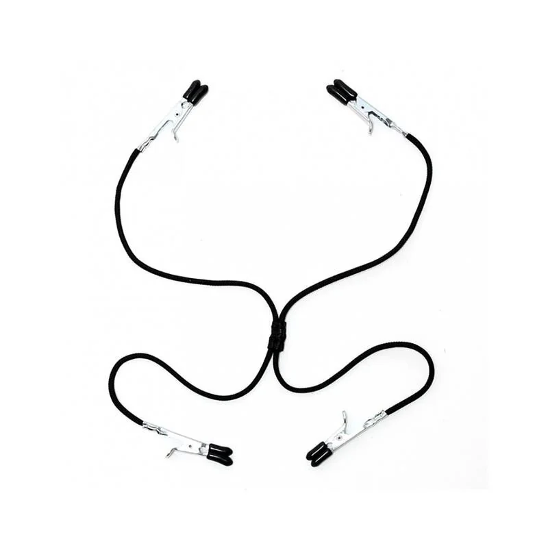 Nippel-zu-Schamlippen-Klammern, schwarz, elastisch von Bondage Play kaufen | Fesselliebe