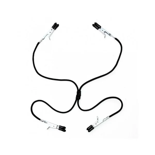 Nippel-zu-Schamlippen-Klammern, schwarz, elastisch von Bondage Play kaufen | Fesselliebe