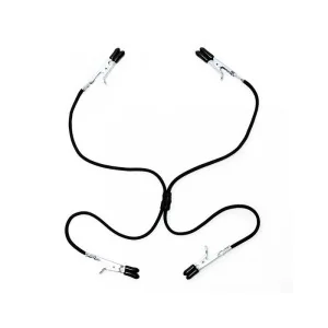 Nippel-zu-Schamlippen-Klammern, schwarz, elastisch von Bondage Play kaufen | Fesselliebe