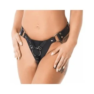Strap-on-Harness aus Leder mit 3 Ringen von Bondage Play kaufen | Fesselliebe