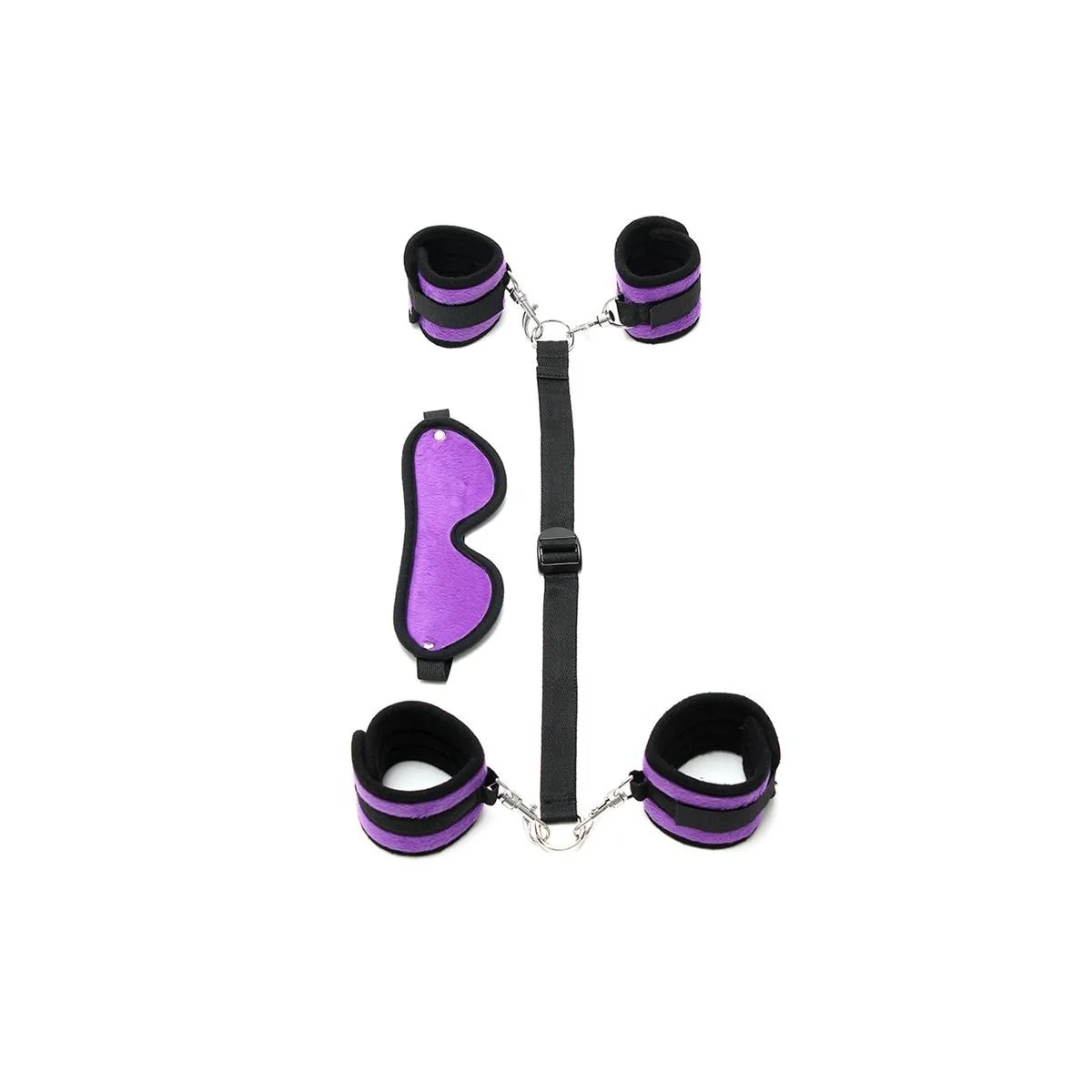 Hand-zu-Knöchel-Fesseln mit verstellbarer Maske, Lila von Bondage Play kaufen | Fesselliebe
