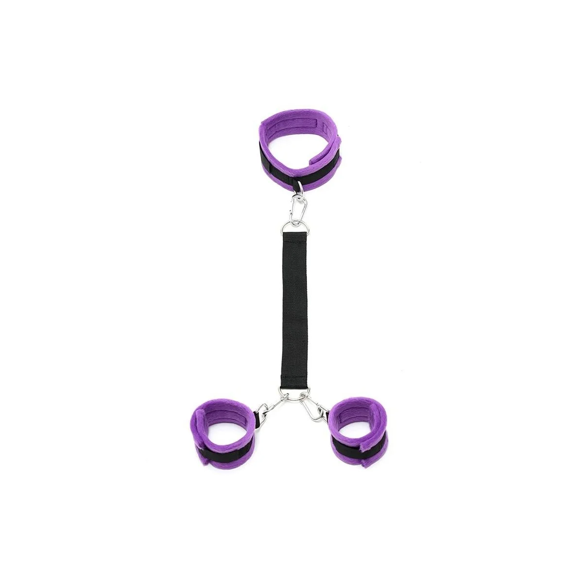 Handschellen zum Halsband mit verstellbarer Leine, Lila von Bondage Play kaufen | Fesselliebe