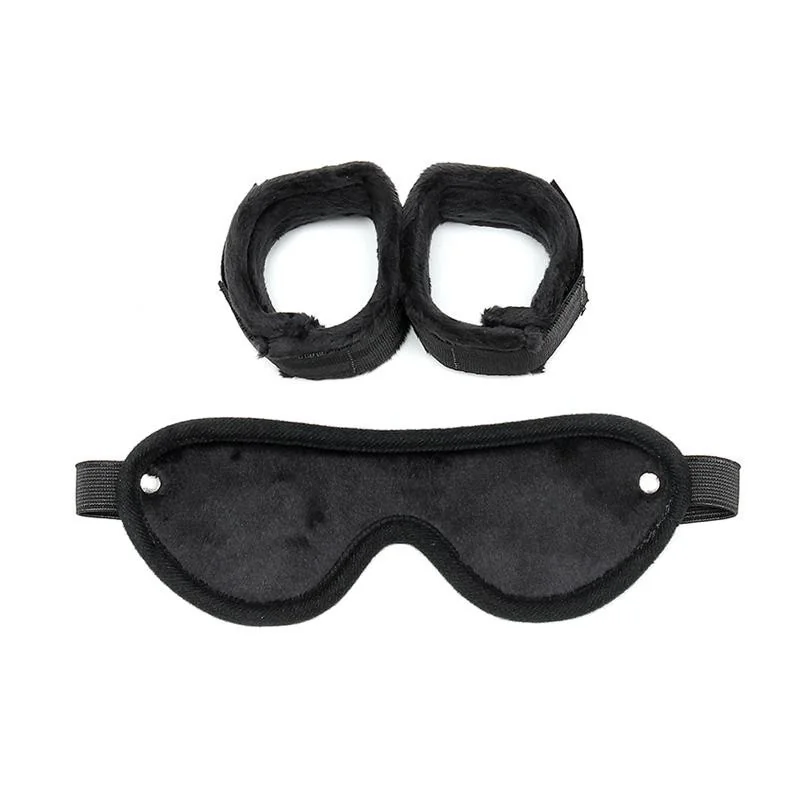 Rimba Handschellen mit Maske verstellbar schwarz von Bondage Play kaufen | Fesselliebe 2