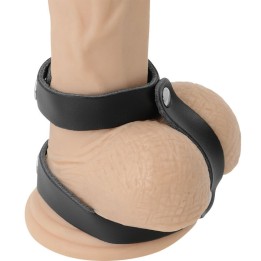 Verstellbarer Penis- und Hodenring aus Kunstleder von Darkness Bondage | Fesselliebe.de