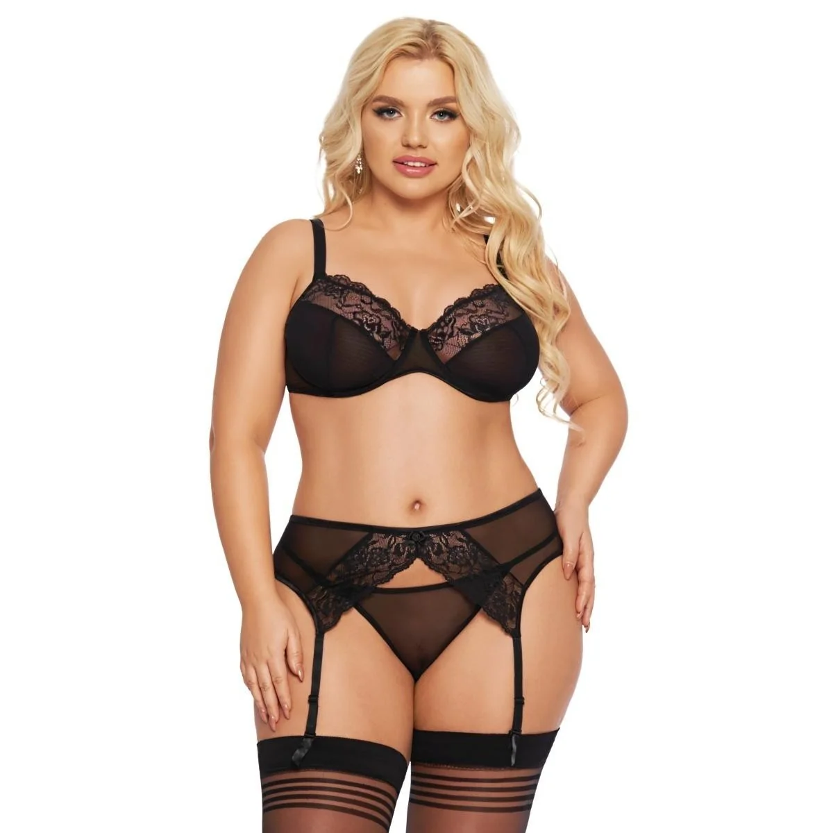 Schwarzes 3-Teiliges Set 1903 von Softline Pluse Size Collection kaufen | Fesselliebe