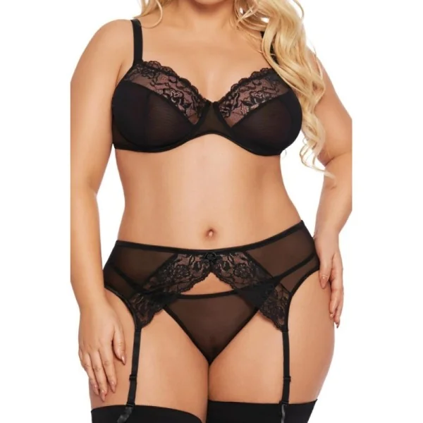 Schwarzes 3-Teiliges Set 1903 von Softline Pluse Size Collection kaufen | Fesselliebe